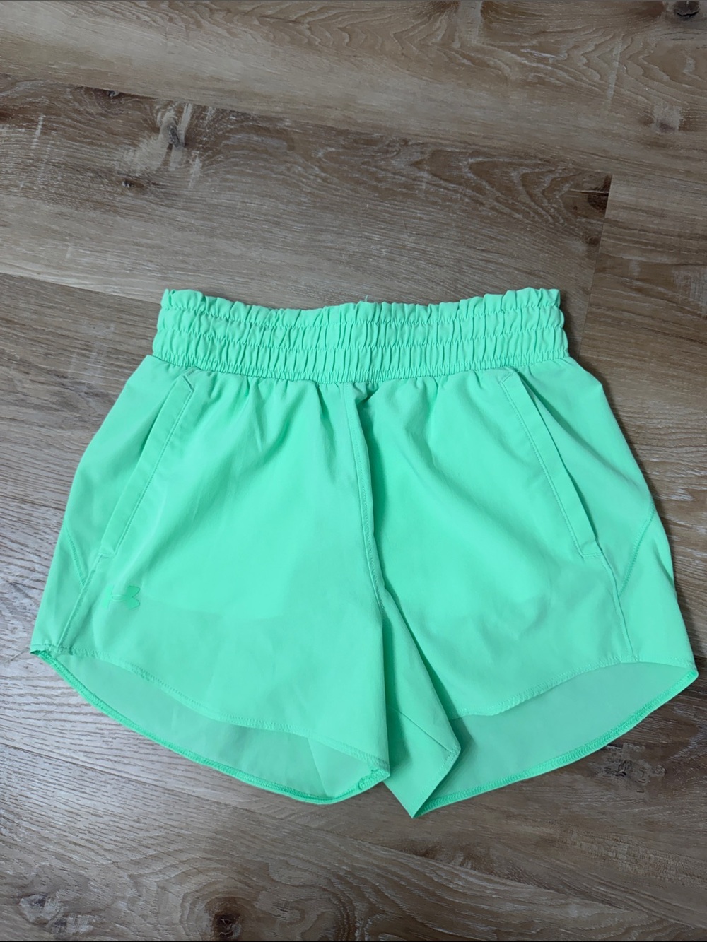Under Armour Mint Green Athletic Shorts with Smocked Waistband